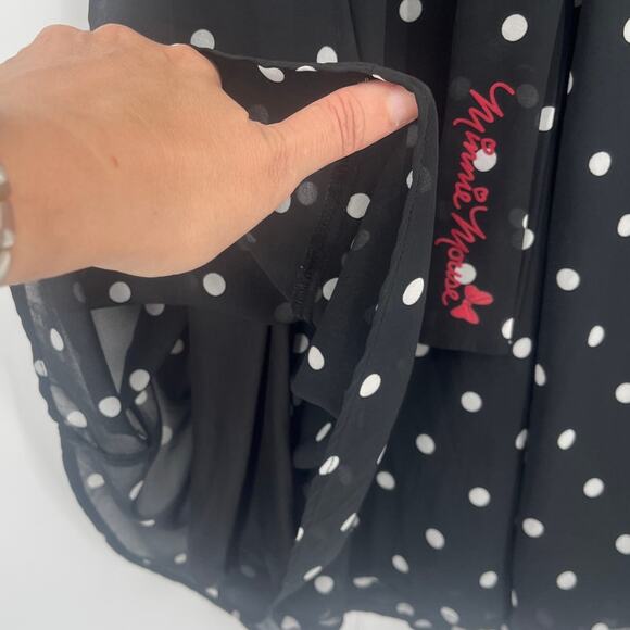 Disney Minnie Mouse Polka Dot Dress Sz 14 Rockabilly Old Hollywoood Chiffon - Picture 8 of 12